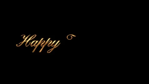Happy New Year - Title Text Animation With Ink Gold Color and Black Backgrou Stock Footage 242017428