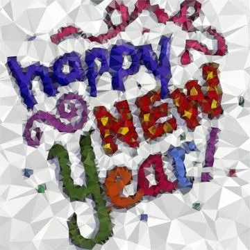 Happy New Year, Triangular  low poly, mosaic pattern background, Vector polyg Stock Illustration