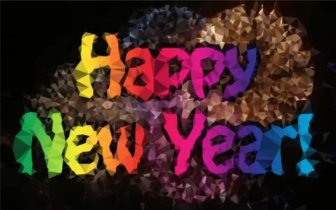 HAPPY NEW YEAR, Triangular  low poly, mosaic pattern background, Vector polyg Stock Illustration