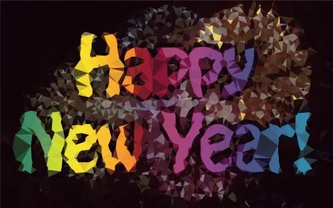 HAPPY NEW YEAR, Triangular  low poly, mosaic pattern background, Vector polyg 库存插图