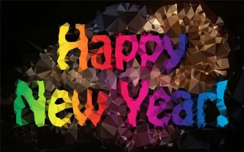 HAPPY NEW YEAR, Triangular  low poly, mosaic pattern background, Vector polyg 스톡 일러스트
