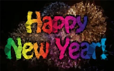 HAPPY NEW YEAR, Triangular  low poly, mosaic pattern background, Vector polyg イラスト素材