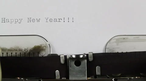 Happy New Year! Typing on a Typewriter Stock Footage 61843435