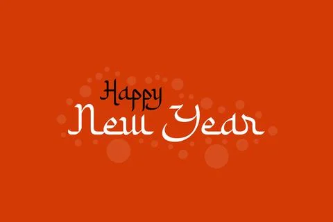 Happy New Year typography with bubble on orange background Stock Illustration