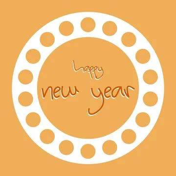 Happy new year typography in circle frame Stock Illustration