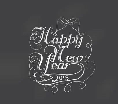 Happy new year typography retro Stock Illustration