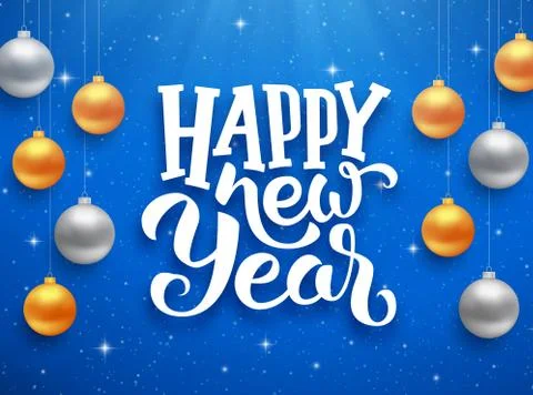 Happy New Year typography on vector card Stock Illustration