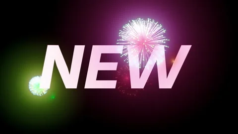 Happy New Year Typography with Vibrant 3D Fireworks on Dark Background Stock Footage 328529032