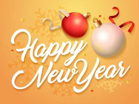 Happy New Year Vector Card. Orange Greeting card template. Vector illustration Stock Illustration