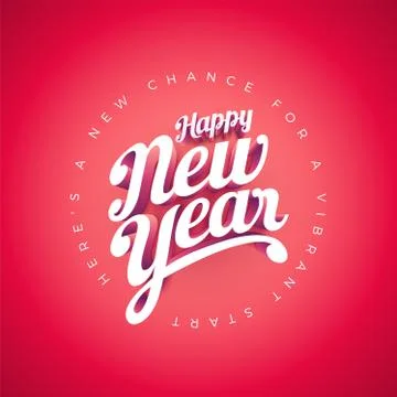 Happy New Year Vector custom 3d hand lettering typographic design Stock Illustration