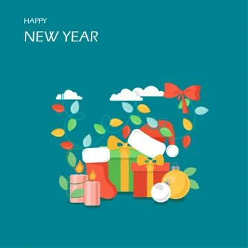 Happy New Year vector flat style design illustration Stock Illustration