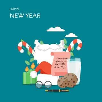 Happy New Year vector flat style design illustration Stock Illustration