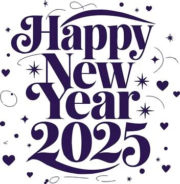 Happy new year vector. stylized "Happy New Year 2025" text with festive elements Stock-Illustration