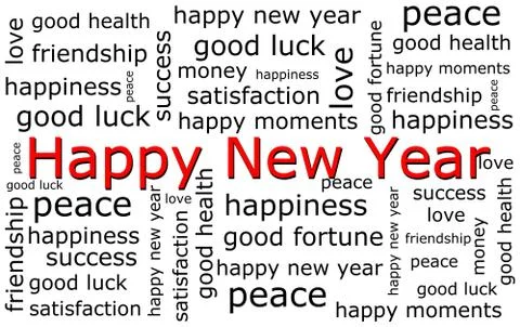 Happy new Year wordcloud Foto stock