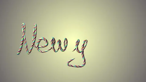 Happy New Year writing text with woven colored thread. Rope, rope, caramel,. Hol Stock Footage 153192583