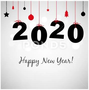 Happy New Years Card With New Year Balls Stock Illustration