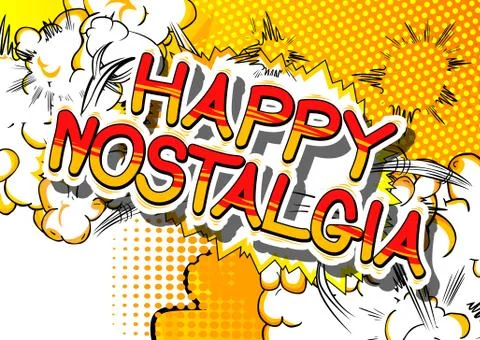 Happy Nostalgia - Comic book style word on abstract background. Illustrazione stock
