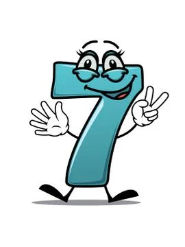 Happy number 7 making a victory sign Stock Illustration