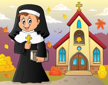 Happy nun topic image Illustrazione stock