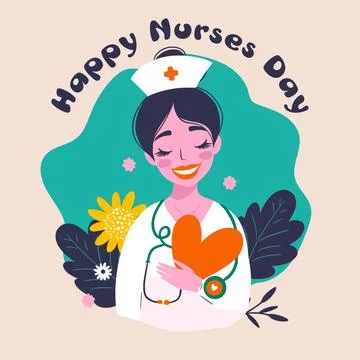 Happy Nurses Day. Vector greeting card for nurse. Professional medical holiday Stock Illustration