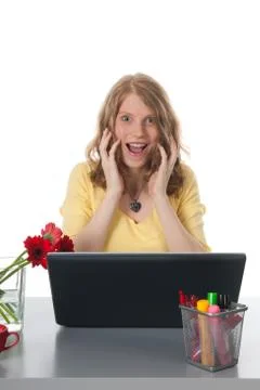 Happy at the office Foto stock