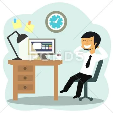 Happy office worker Stock Illustration