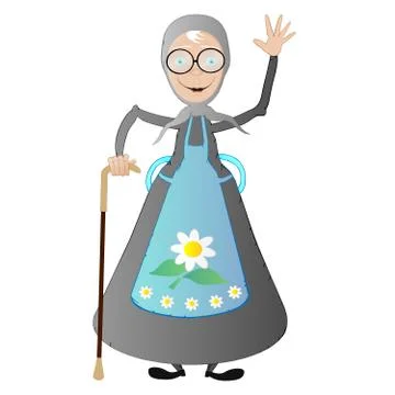 Happy old lady Stock Illustration