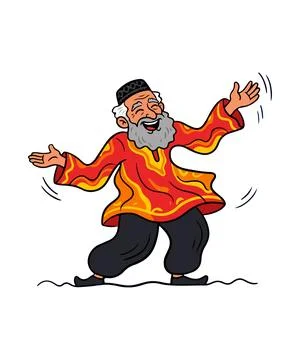 Happy Old Man Dancing Illustrazione stock
