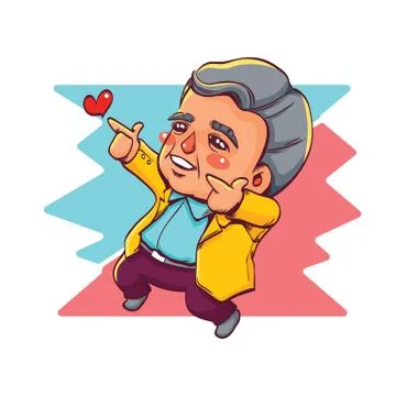 Happy Old Man Two Hands Pointing for Love Illustrazione stock