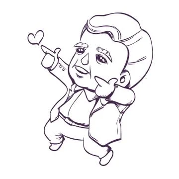 Happy Old Man Two Hands Pointing for Love Stock Illustration