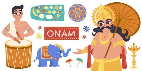 Happy Onam flat design Stock Illustration