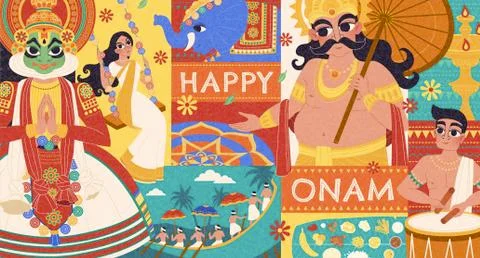 Happy Onam flat design Stock Illustration