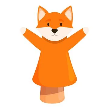 Happy orange fox puppet spreading arms for hug Stock Illustration