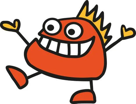 Happy orange monster Stock Illustration