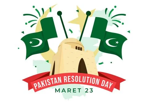 Happy Pakistan Resolution Day Vector Illustration on 23 March with Waving F.. Ilustración de archivo