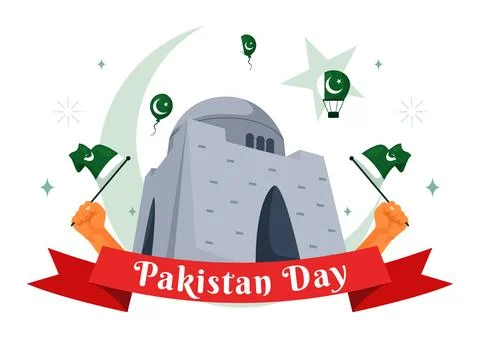 Happy Pakistan Resolution Day Vector Illustration on 23 March, Featuring a .. Stock Illustration