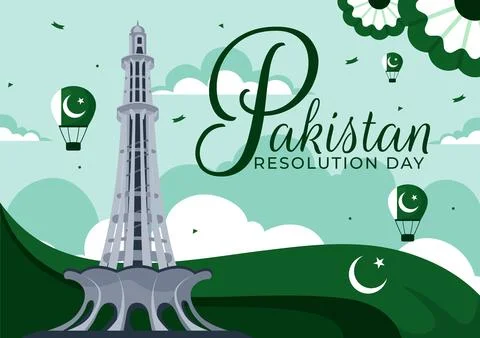 Happy Pakistan Resolution Day Vector Illustration on 23 March, Featuring a .. Stock Illustration