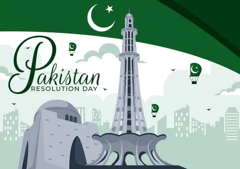 Happy Pakistan Resolution Day Vector Illustration on 23 March, Featuring a .. Stock Illustration