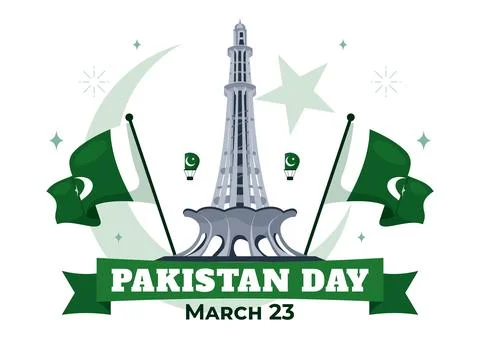 Happy Pakistan Resolution Day Vector Illustration on 23 March, Featuring a .. Stock Illustration
