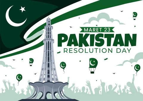 Happy Pakistan Resolution Day Vector Illustration on 23 March, Featuring a .. Stock Illustration
