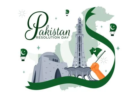 Happy Pakistan Resolution Day Vector Illustration on 23 March, Featuring a .. Stock Illustration