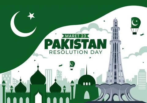 Happy Pakistan Resolution Day Vector Illustration on 23 March, Featuring a .. Stock Illustration
