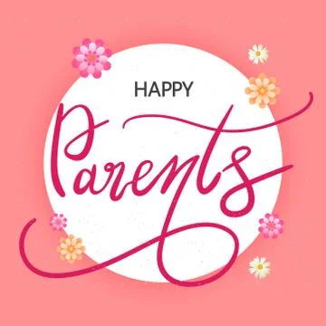 Happy parents day typography by write hand vector text on white background gr Stock Illustration