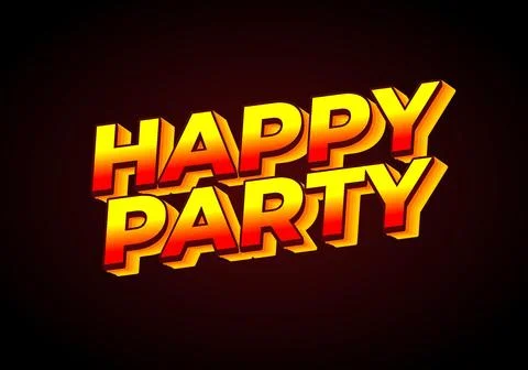 Happy party. text effect in modern style.eye catching color. 3D look Stock Illustration