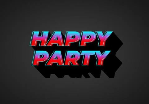 Happy party. text effect in modern style.eye catching color. 3D look 스톡 일러스트