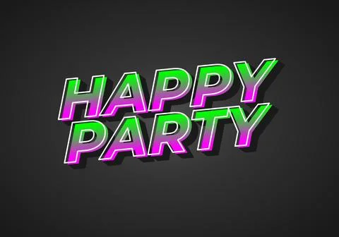 Happy party. text effect in modern style.eye catching color. 3D look Stock Illustration