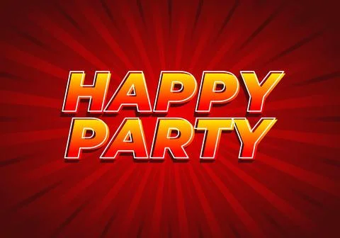 Happy party. text effect in modern style.eye catching color. 3D look 스톡 일러스트