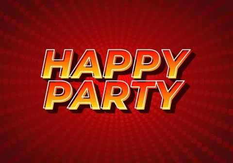 Happy party. text effect in modern style.eye catching color. 3D look Stock Illustration