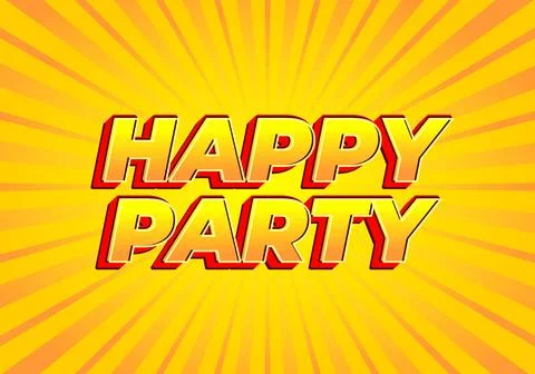 Happy party. text effect in modern style.eye catching color. 3D look 스톡 일러스트