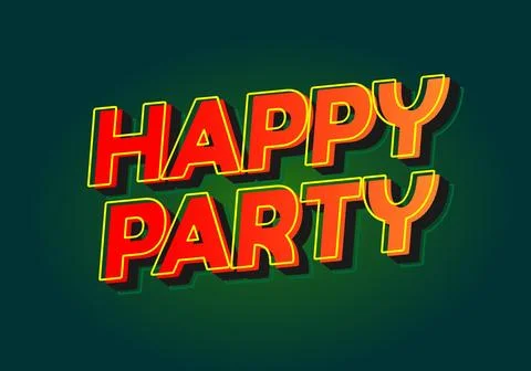 Happy party. text effect in modern style.eye catching color. 3D look 스톡 일러스트